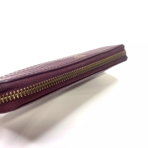 #FOSSIL Edgy Tara Zip Around Continental Style DARK RED Leather Clutch Wallet - Picture 2 of 5